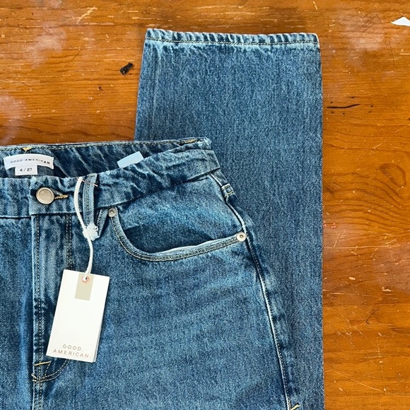 NWT Good American good boy women's Blue Straight Leg Jeans size 4/27 - Picture 5 of 16